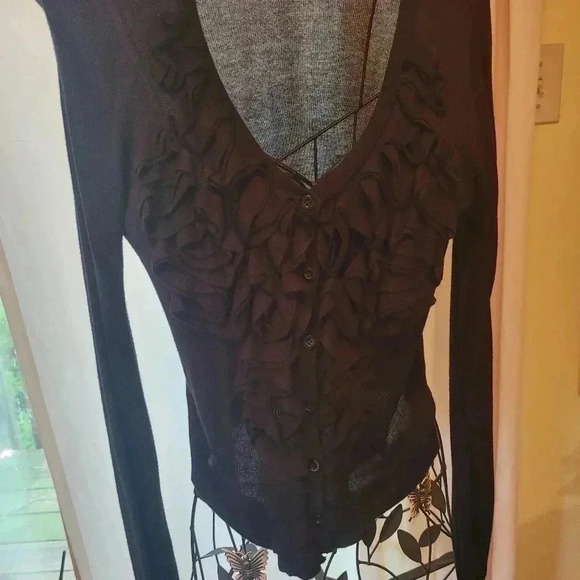 J&Z Cardigan  med button front with Decorative Frills - Picture 1 of 7